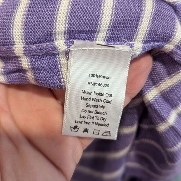 Attitudes By Renee Size 1X Purple & White Striped Open Front Cardigan Sweater - Picture 7 of 11